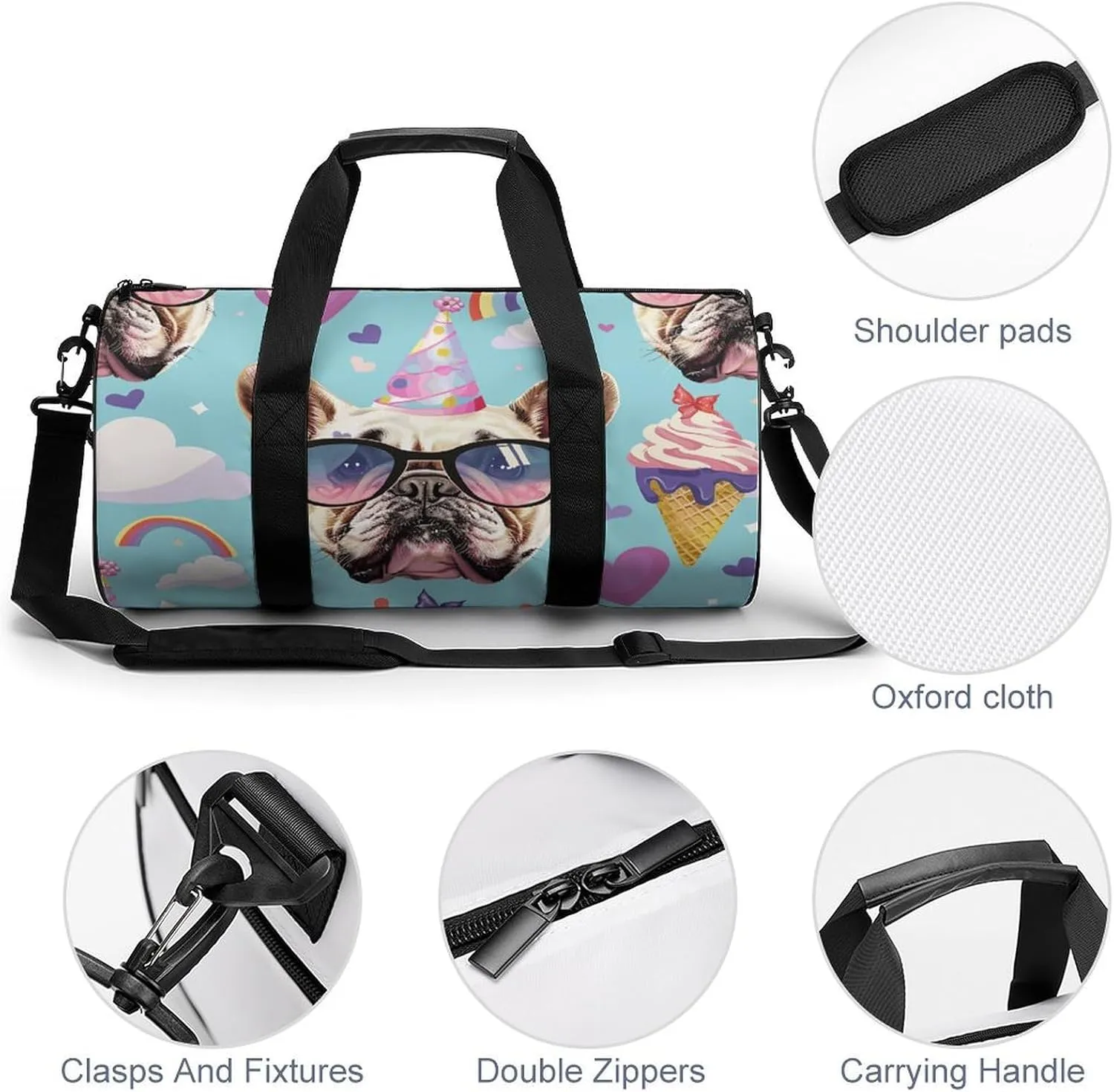 Travel Duffel Bag for Men And Women,Cartoon Style Pattern Waterproof Sports Fitness Bag Portable Travel Duffel Bag