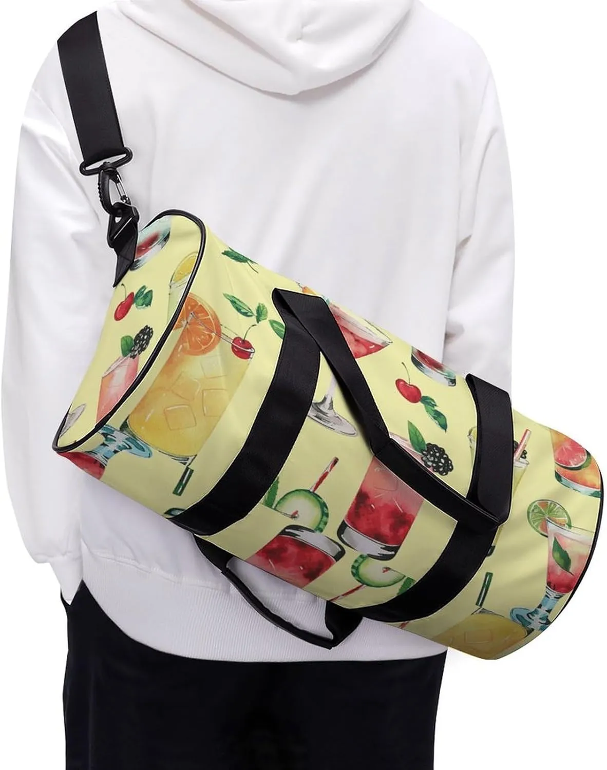 Travel Duffel Bag for Men And Women,Colorful Wine Pattern Waterproof Sports Fitness Bag Portable Travel Duffel Bag