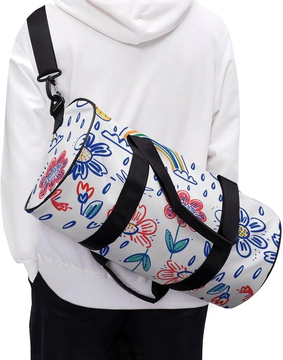 Travel Duffel Bag for Men And Women,Pastel Style Drawing Waterproof Sports Fitness Bag Portable Travel Duffel Bag