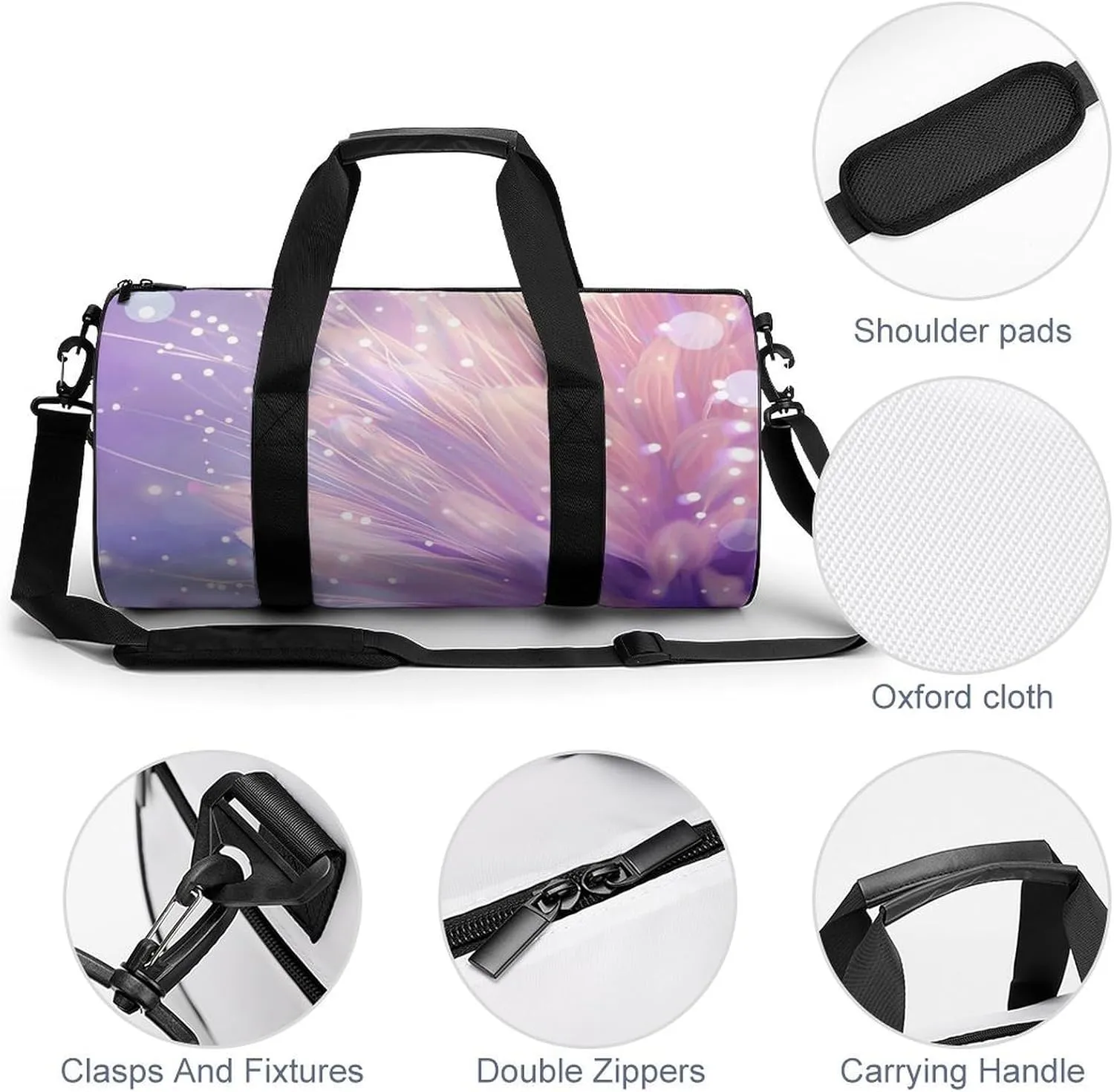 Travel Duffel Bag for Men And Women,Purple And Red Gradient Waterproof Sports Fitness Bag Portable Travel Duffel Bag