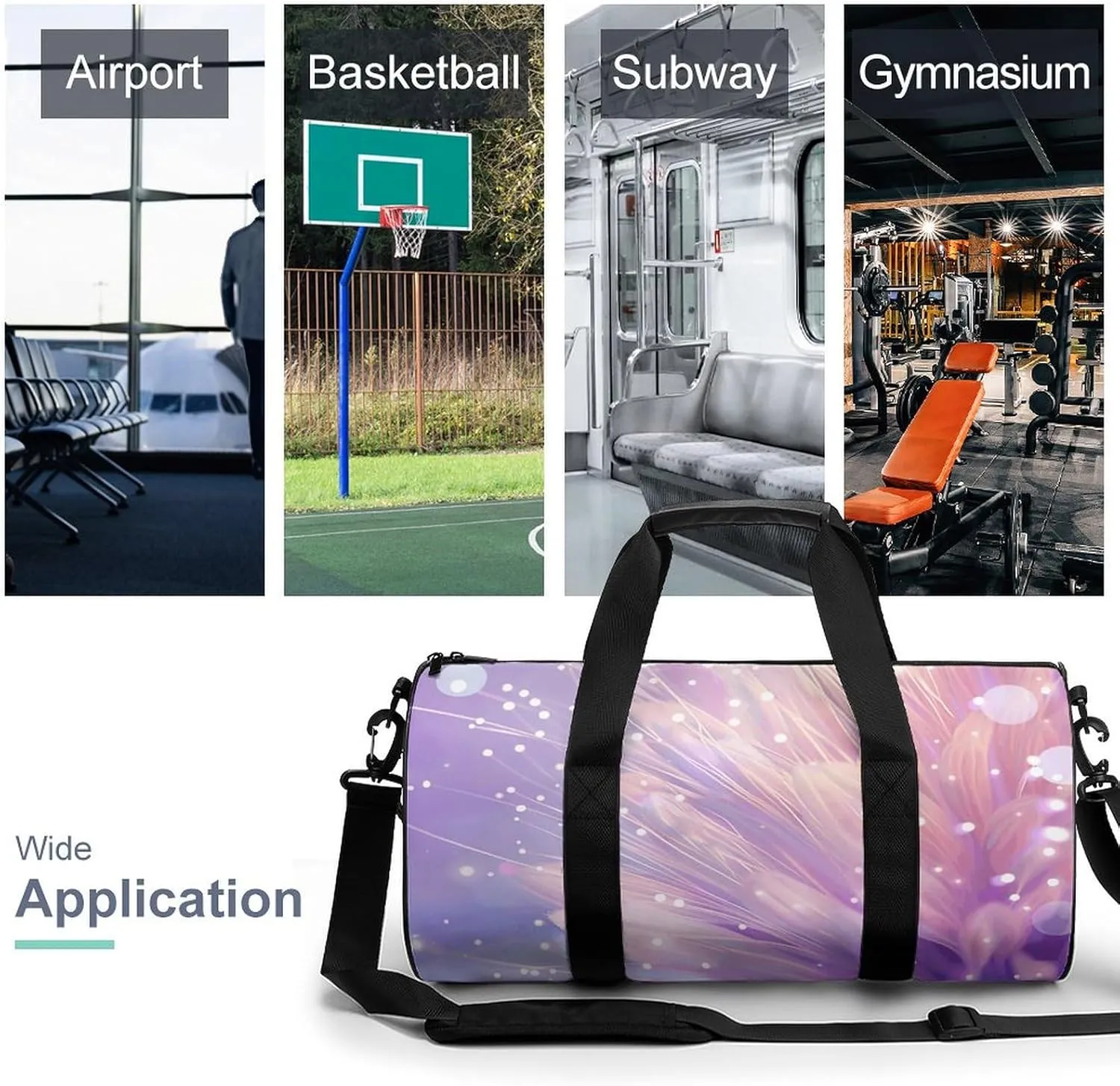 Travel Duffel Bag for Men And Women,Purple And Red Gradient Waterproof Sports Fitness Bag Portable Travel Duffel Bag