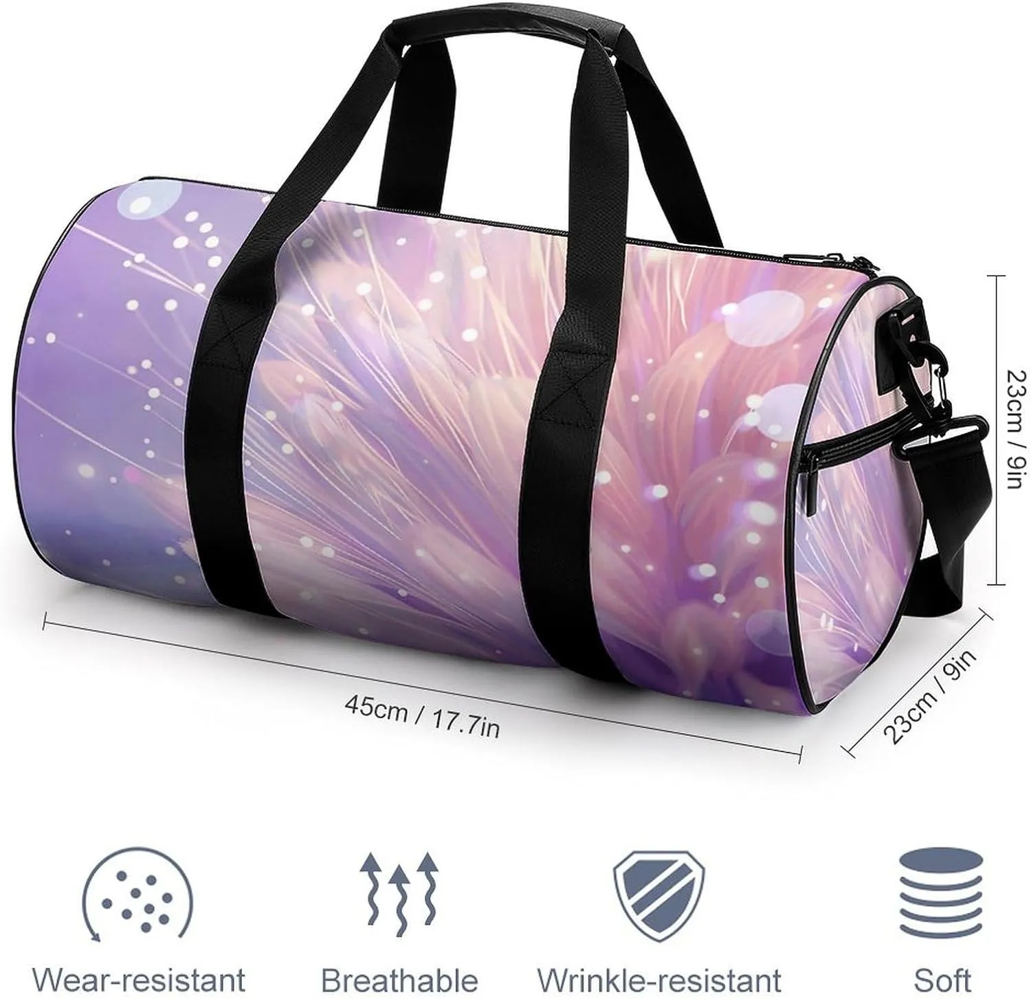 Travel Duffel Bag for Men And Women,Purple And Red Gradient Waterproof Sports Fitness Bag Portable Travel Duffel Bag