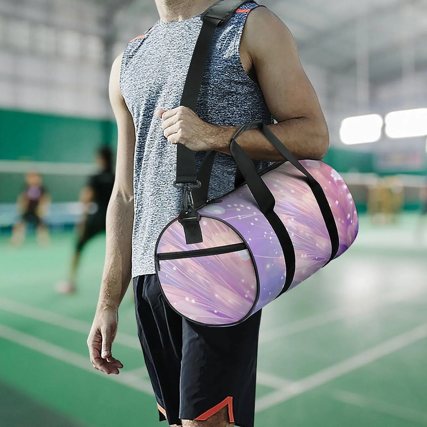 Travel Duffel Bag for Men And Women,Purple And Red Gradient Waterproof Sports Fitness Bag Portable Travel Duffel Bag