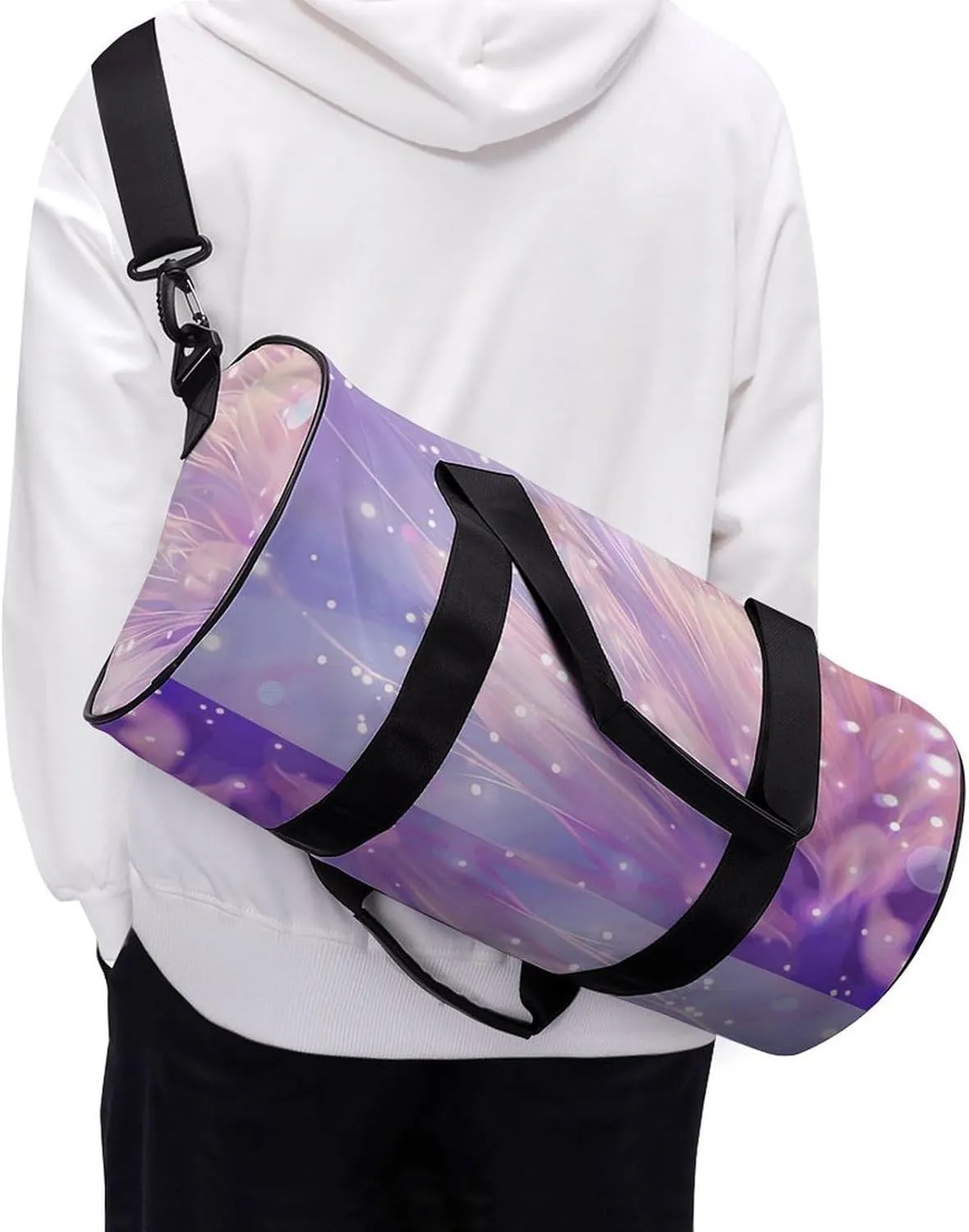 Travel Duffel Bag for Men And Women,Purple And Red Gradient Waterproof Sports Fitness Bag Portable Travel Duffel Bag