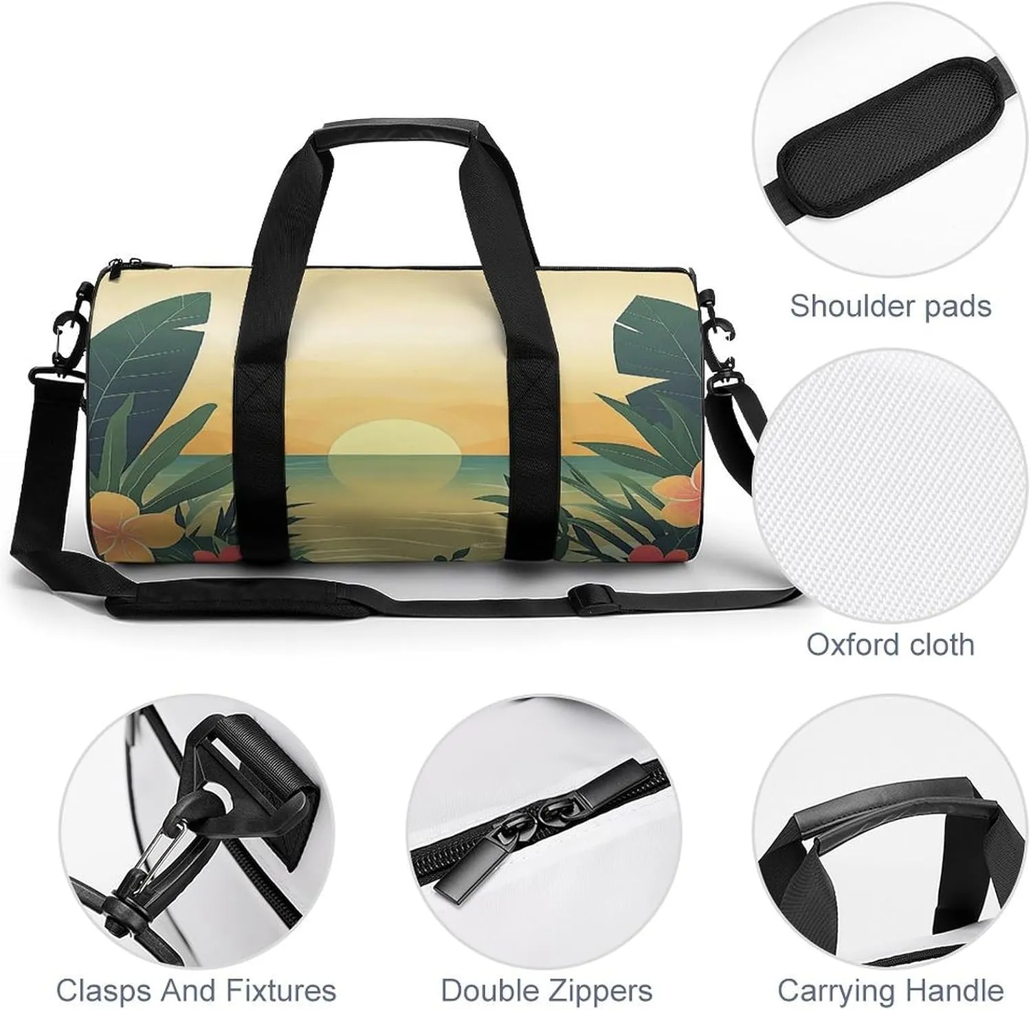 Travel Duffel Bag for Men And Women,Sun Sets over Ocean Waterproof Sports Fitness Bag Portable Travel Duffel Bag