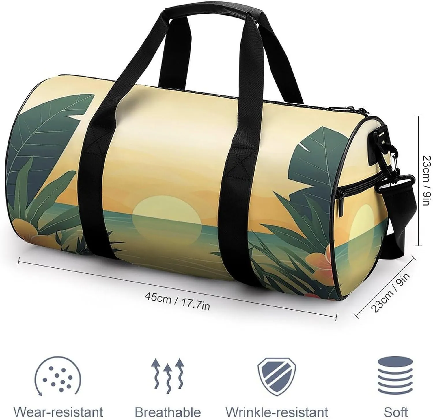 Travel Duffel Bag for Men And Women,Sun Sets over Ocean Waterproof Sports Fitness Bag Portable Travel Duffel Bag