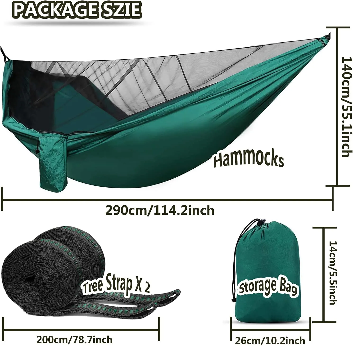 Travel Hammock, Lightweight Camping Hammock with Mosquito Net, Portable Outdoor Hammock 200kg Load Capacity for Camping Hiking Backpacking,Blue