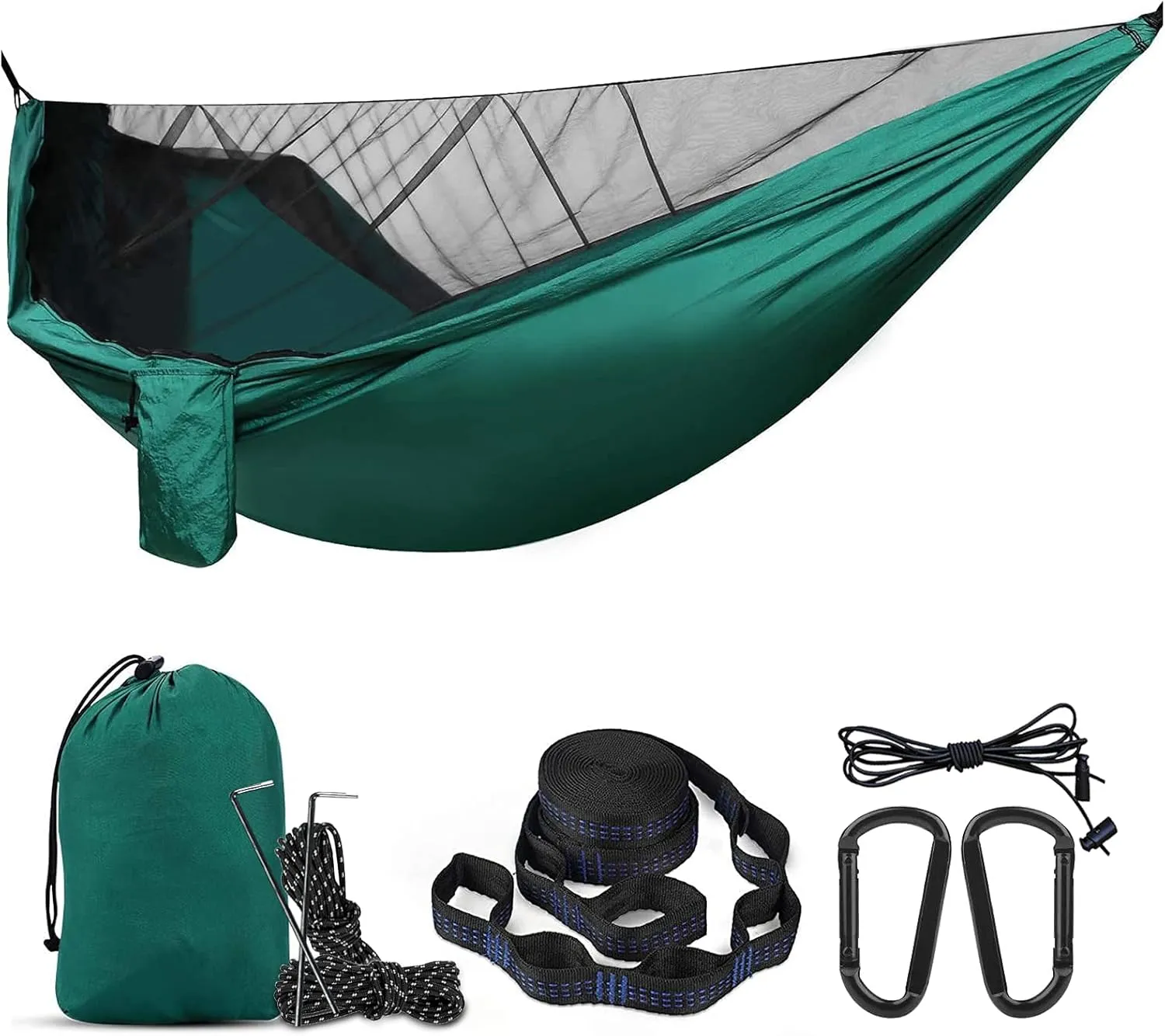 Travel Hammock, Lightweight Camping Hammock with Mosquito Net, Portable Outdoor Hammock 200kg Load Capacity for Camping Hiking Backpacking,Blue
