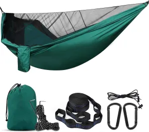 Travel Hammock, Lightweight Camping Hammock with Mosquito Net, Portable Outdoor Hammock 200kg Load Capacity for Camping Hiking Backpacking,Blue
