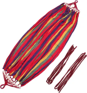 Travel Hammock Striped Canvas Garden Swing Bed for Outdoor Relaxation Camping Backpacking