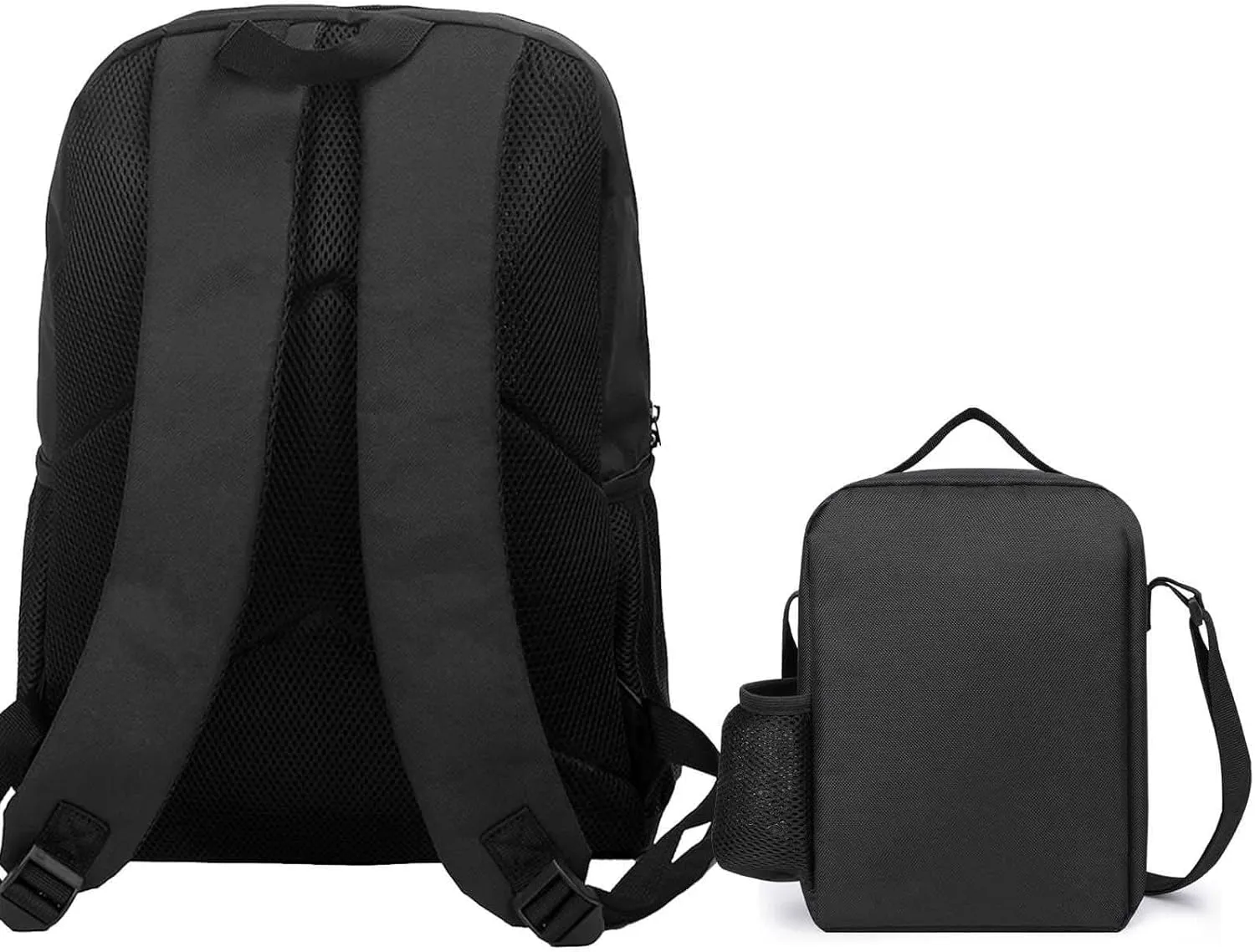 Travel Laptop Backpack Set, 3 Pieces Casual Bookbag with Lunch Bag Pencil Bag Trippy Moon Goddess Art 17 inch Daypack Insulated Lunchbox Mekup Bag