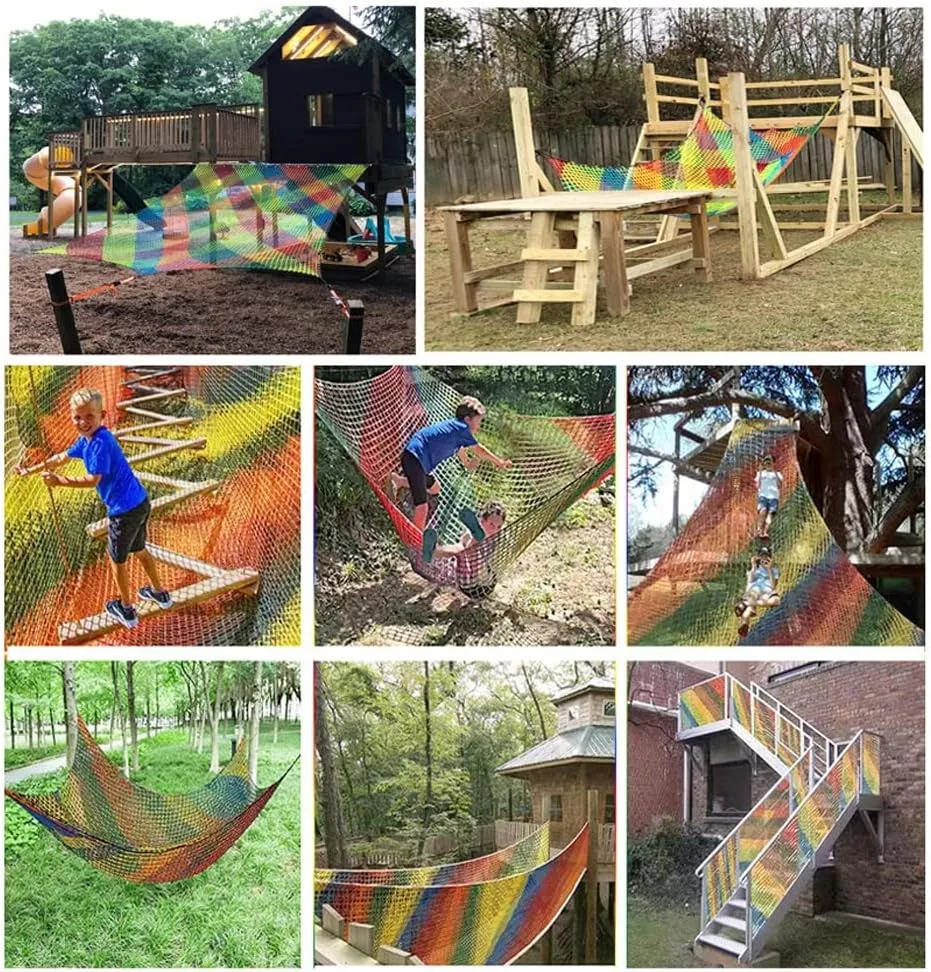 Treehouse Net Net Bridge Tree House Climbing Net Double Layers Playground Net Kids Outdoor Climbing Cargo Net