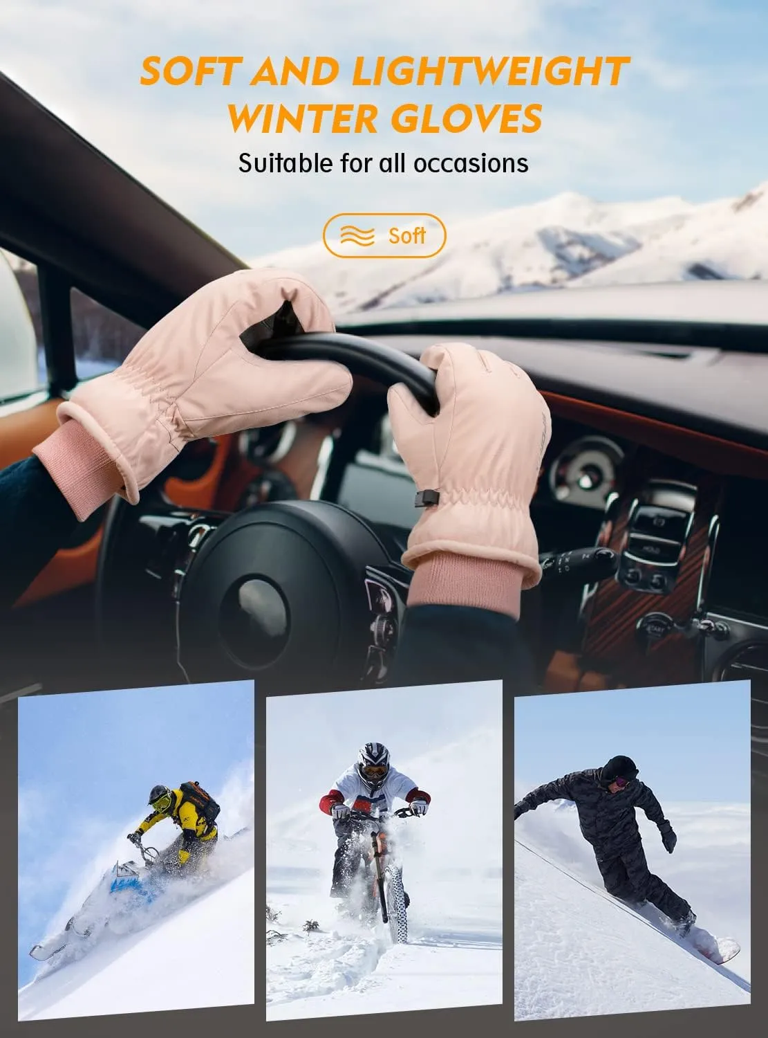 TRENDOUX Winter Gloves for Men Warm: 3M Thinsulate -20℉ Windproof Waterproof Ski Women Glove with Touchscreen Thermal Lining Anti-Slip for Work Cycling Motorcycle Snowboarding