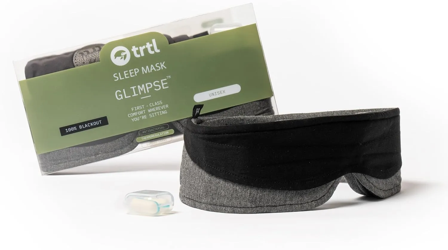 trtl Glimpse Sleep Mask, Blackout Eye Mask for Sleeping, Comfortable, Breathable Eye Masks for Sleep While Traveling, Comes with Travel Bag