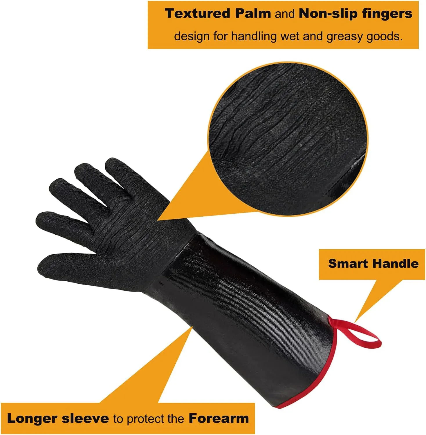 Turkey Fryer BBQ Grill Gloves 17Inch 932°F BBQ Heat Proof Gloves for Smoker BBQ Oven Gloves for Handling Heat Food on Fryer,Grill,Fireproof Long Sleeve