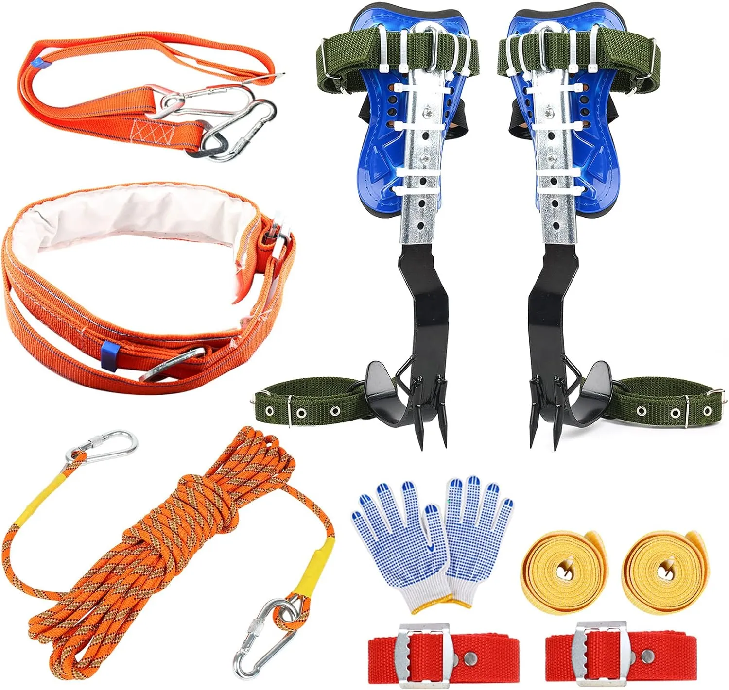 TWSOUL Climbing Spike, Adjustable Tree Climbing Step Gear with Extra Multi-Functional Straps for Outdoor Jungle Survival Fruit Picking