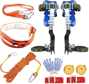 TWSOUL Climbing Spike, Adjustable Tree Climbing Step Gear with Extra Multi-Functional Straps for Outdoor Jungle Survival Fruit Picking