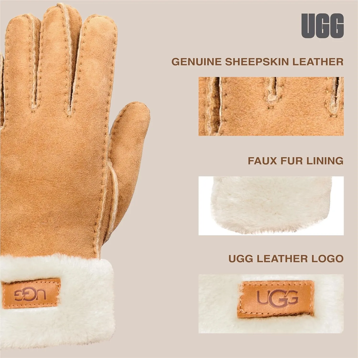 UGG womens Turn Cuff Water Resistant Sheepskin Gloves