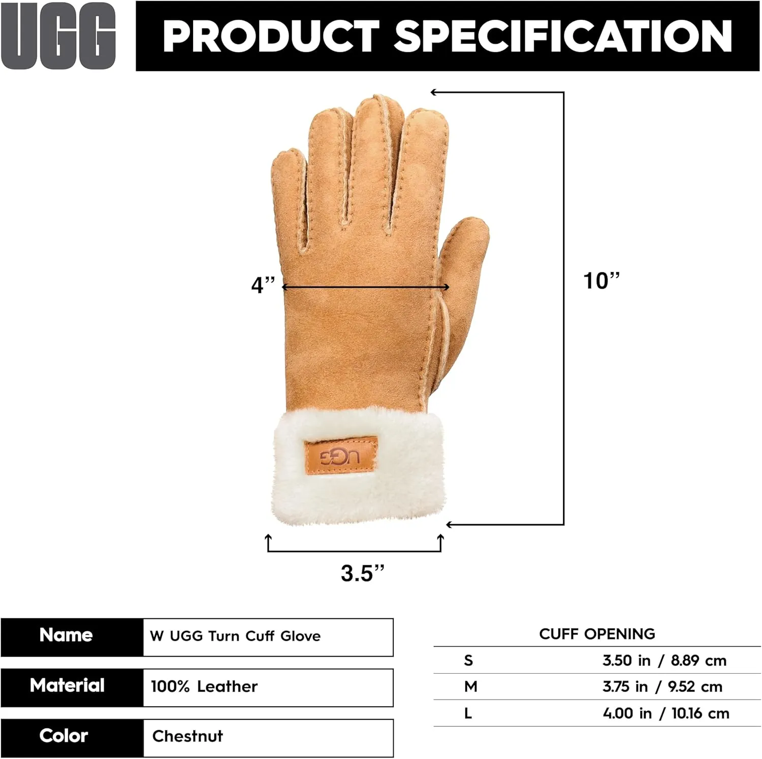 UGG womens Turn Cuff Water Resistant Sheepskin Gloves