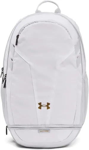 Under Armour Unisex Hustle 5.0 Team Backpack, (100) White / / Metallic Gold, One Size Fits All