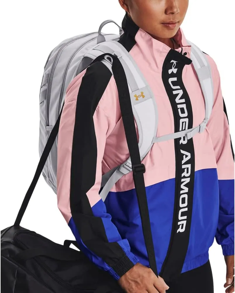 Under Armour Unisex Hustle 5.0 Team Backpack, (100) White / / Metallic Gold, One Size Fits All