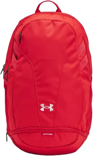 Under Armour Unisex Hustle 5.0 Team Backpack, (600) Red/Red/Metallic Silver, One Size Fits All