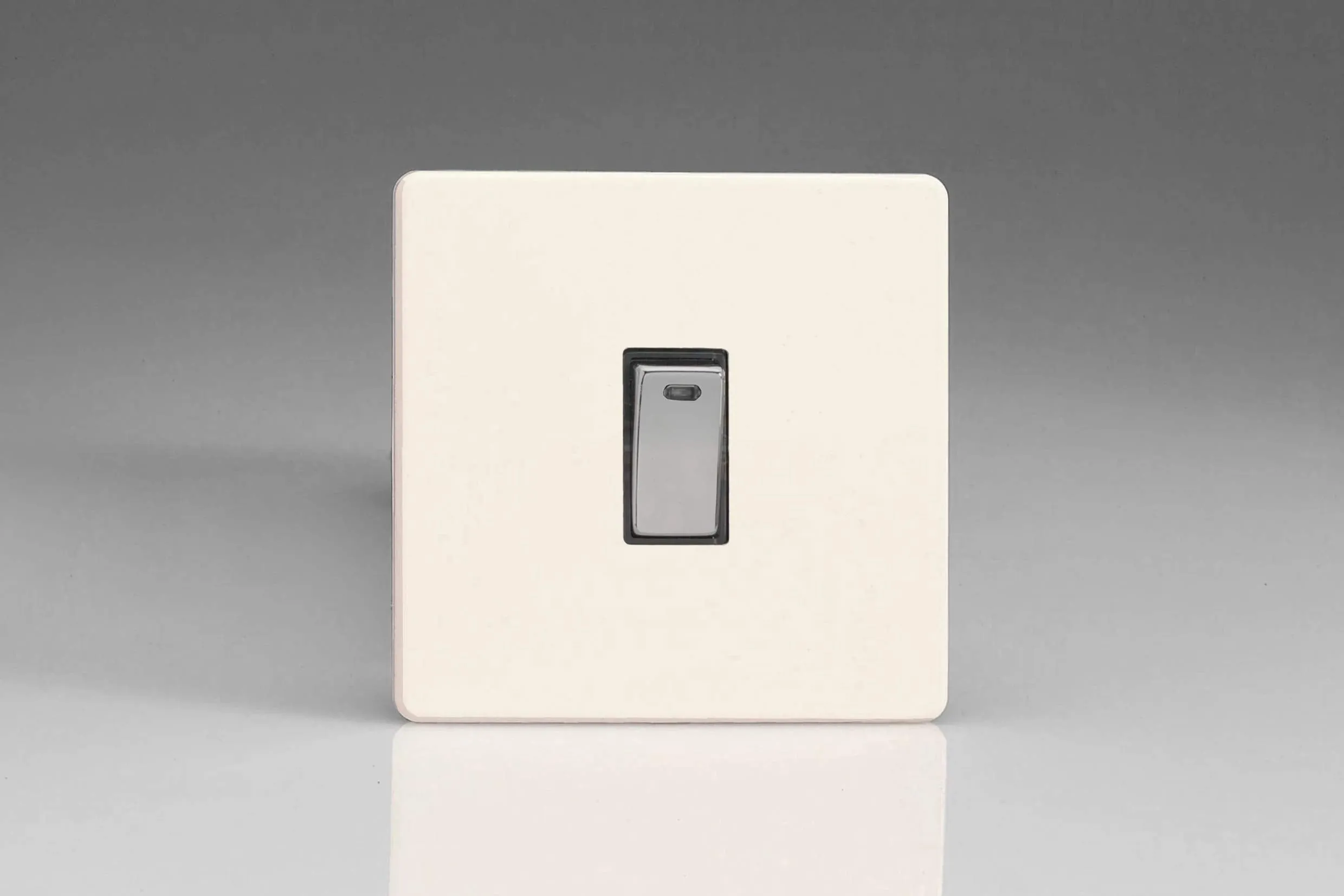 Varilight Primed Ready to Paint Flat Plate Screwless 1-Gang 20 Amp Double Pole Rocker Switch   Neon Indicator Light