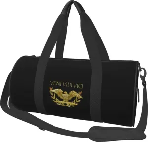 Veni Vidi Vici I Came I Saw I Conquered Travel Luggage Duffel Bag Sports Rolling Foldable Duffel Bag, Black