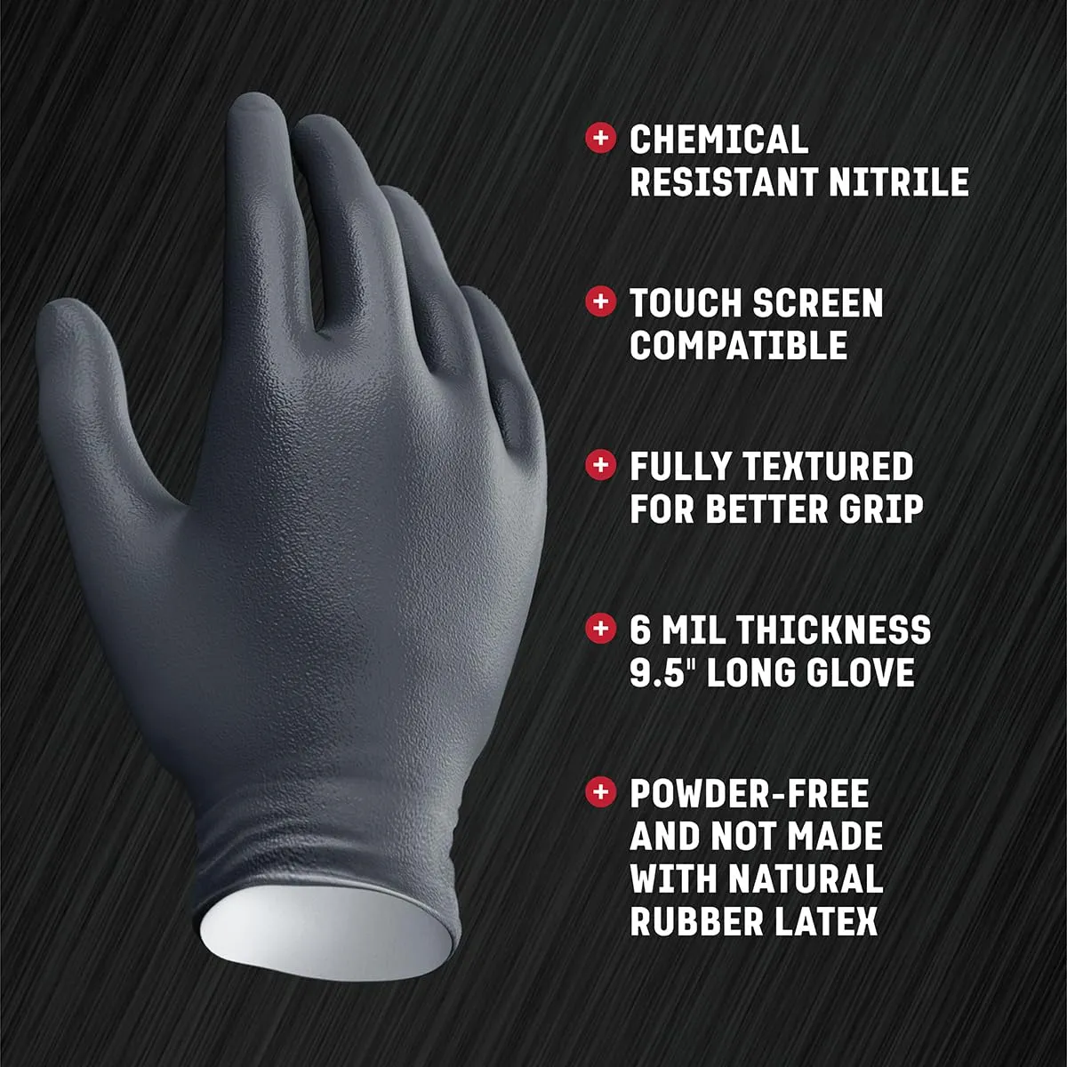 Venom Steel Black Nitrile Gloves L, 6 mil, Latex-Free, Chemical Resistant Disposable Gloves, Textured Grip, Heavy Duty Two-Layer Protection, 100 Count