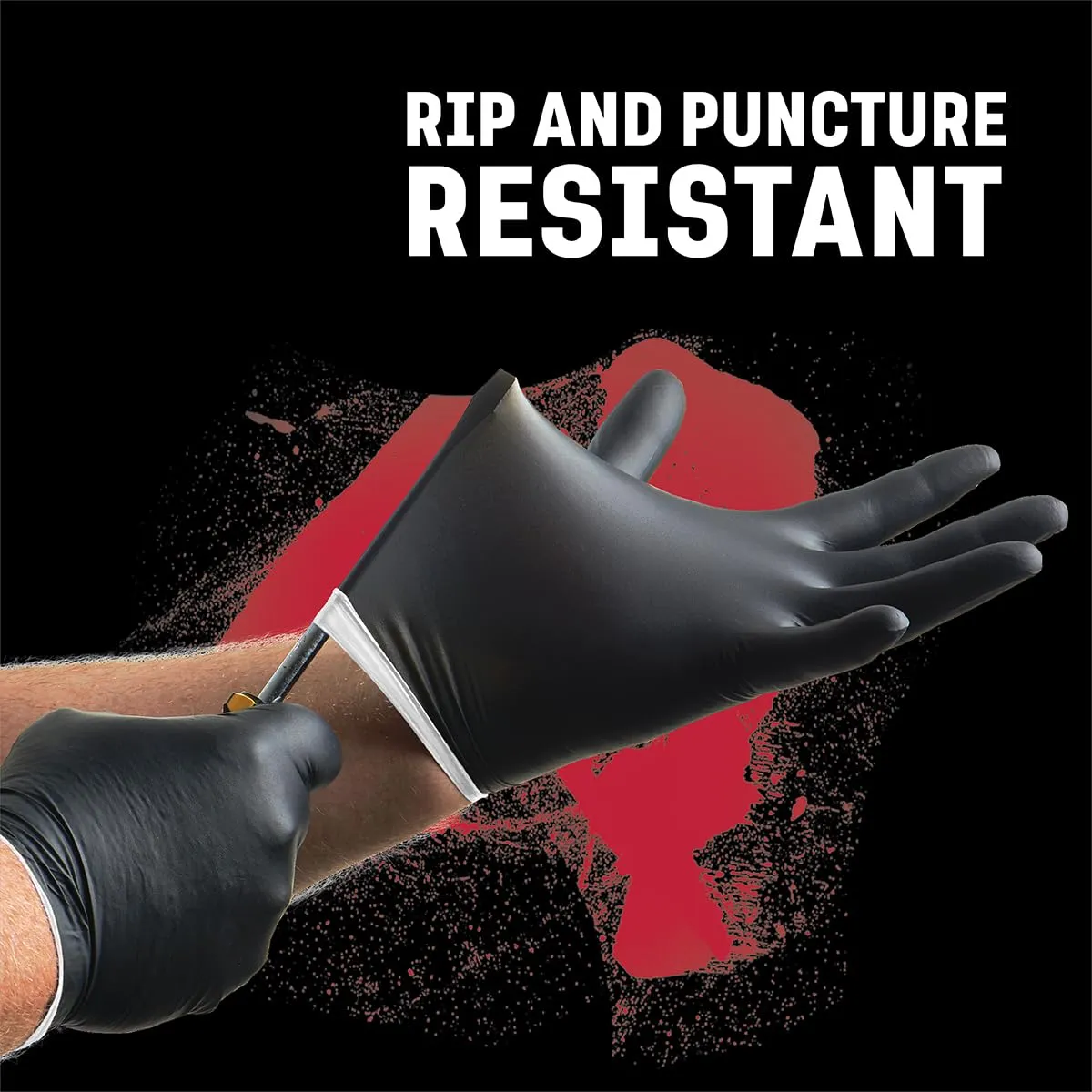 Venom Steel Black Nitrile Gloves L, 6 mil, Latex-Free, Chemical Resistant Disposable Gloves, Textured Grip, Heavy Duty Two-Layer Protection, 100 Count