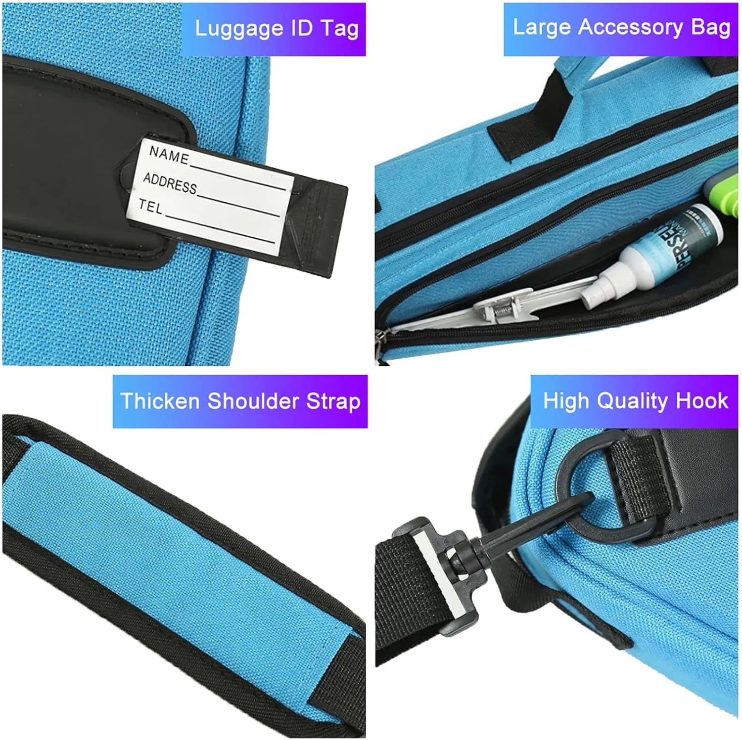 Vilihkc 17 Hole Flute Case Oxford Cloth Carrying Case Bag Flute Accessories,Waterproof Wear Resistant Flute Carrying Bag with Adjustable Shoulder Strap(17 "X4 "X2.4")