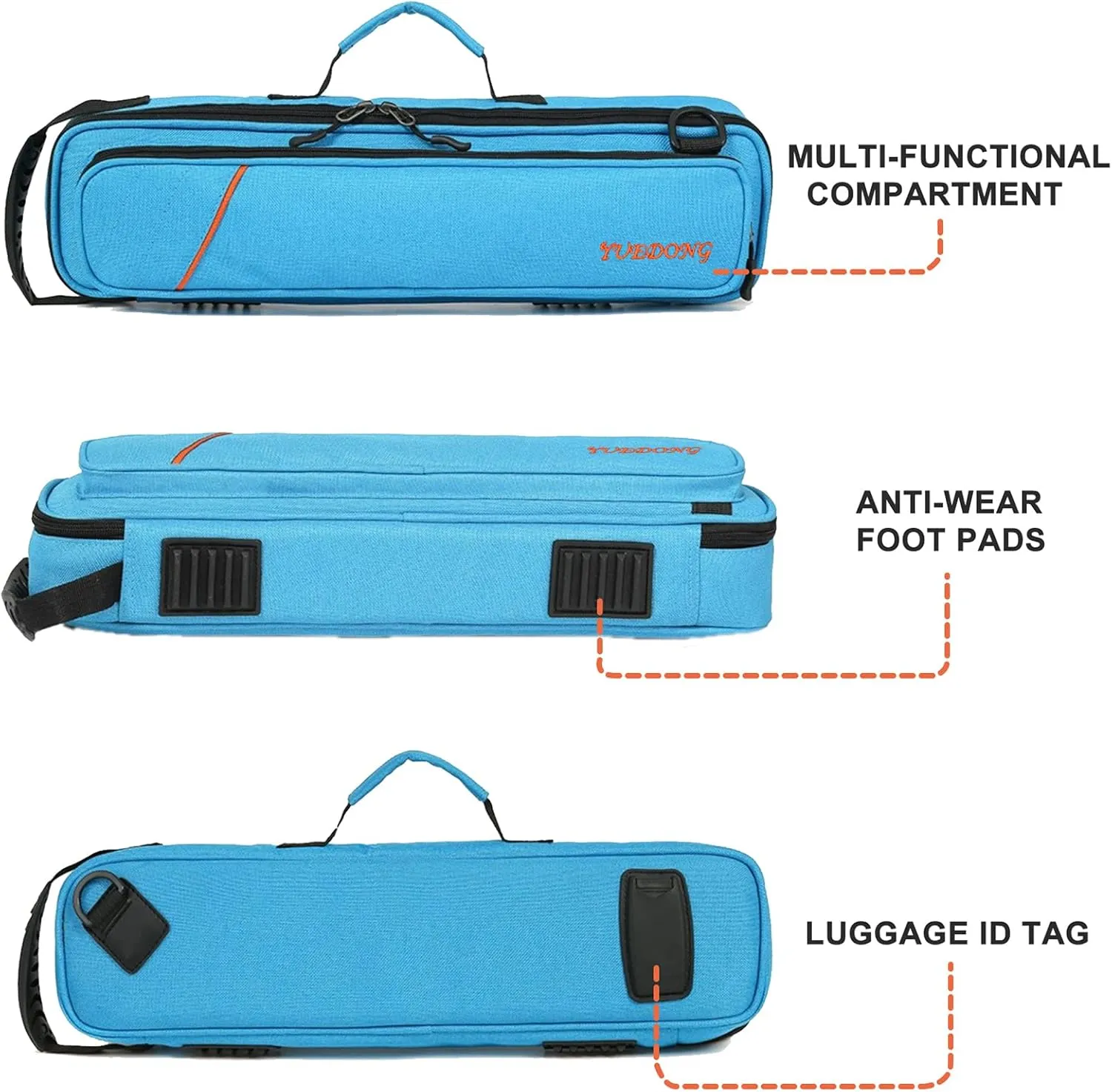 Vilihkc 17 Hole Flute Case Oxford Cloth Carrying Case Bag Flute Accessories,Waterproof Wear Resistant Flute Carrying Bag with Adjustable Shoulder Strap(17 "X4 "X2.4")