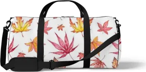 Vintage Cute Abstract Maple Leaves Watercolor Illustration Sports Bag Tote Bag Waterproof Gym Bag with Shoulder Strap Zipper 2 Side Pockets for Men and Women, Travel and Storage Shoulder Bag.