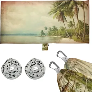 Vintage Palm Trees Camping Hammock, 330 lbs with 2 Tree Straps, Carry Bag, Single Portable Hammock for Outdoor/Indoor, Hiking, Beach, Backpacking, Travel
