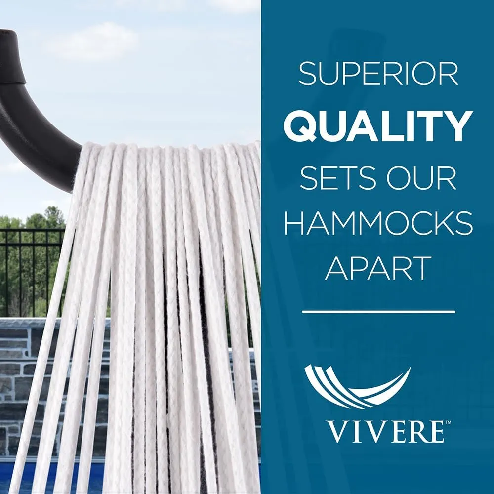 Vivere Double Hammock and Stand Combo – Durable, Comfortable, 450 lb Capacity, Heavy Duty Steel Stand, Tool-Free Assembly, Includes Carry Bag, Gateway Mist