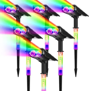 VIVOHOME Solar Spot Lights Outdoor, Adjustable Beam Sizes Color Changing Solar Landscape Lights Waterproof IP65 with 6 Lighting Modes, Bubble Light Pole, for Garden, Yard, Patio, Decor, 6 Pack