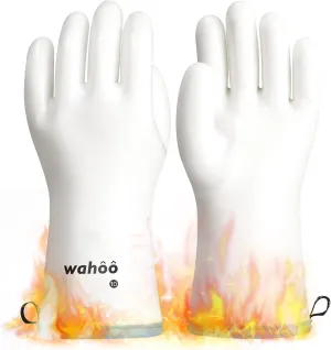 Wahoo Liquid Silicone Smoker Oven Gloves, Food-Contact Grade, Heat Resistant Gloves for Cooking, Grilling, Baking, White, XL/10