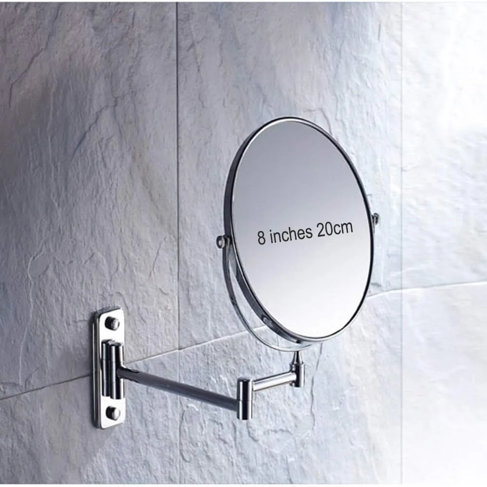 Wall-Mounted Makeup Mirror Foldable Wall-Mounted Double-Sided 3X Magnifying Mirror 360° Rotating 8-inch Mirror