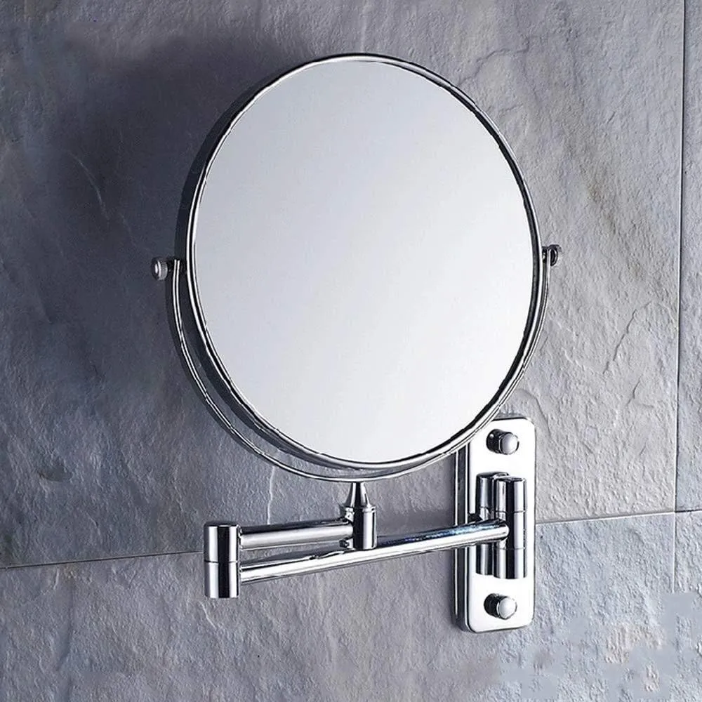 Wall-Mounted Makeup Mirror Foldable Wall-Mounted Double-Sided 3X Magnifying Mirror 360° Rotating 8-inch Mirror