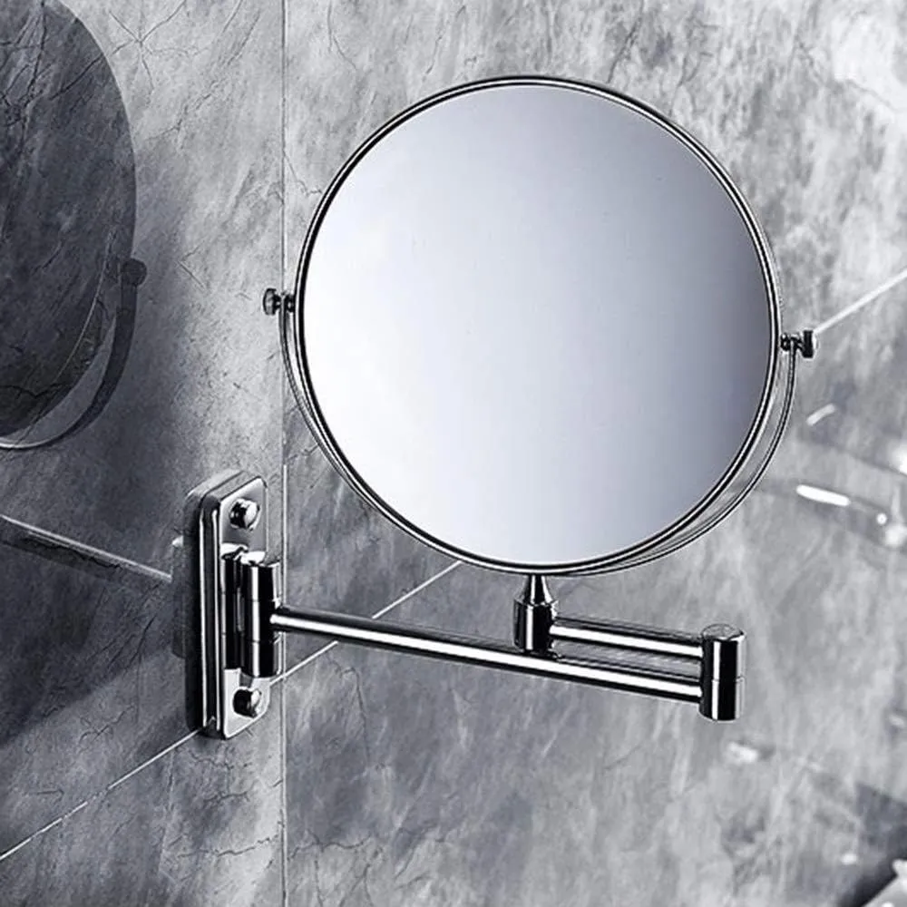 Wall-Mounted Makeup Mirror Foldable Wall-Mounted Double-Sided 3X Magnifying Mirror 360° Rotating 8-inch Mirror