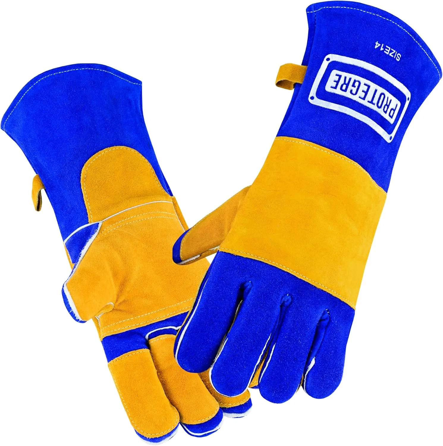 Welding Gloves Fire Heat Resistant 932℉ Fireproof Leather Gloves for Mig Stick Forge Fireplace Wood Stove BBQ Grill