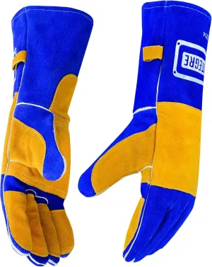 Welding Gloves Fire Heat Resistant 932℉ Fireproof Leather Gloves for Mig Stick Forge Fireplace Wood Stove BBQ Grill