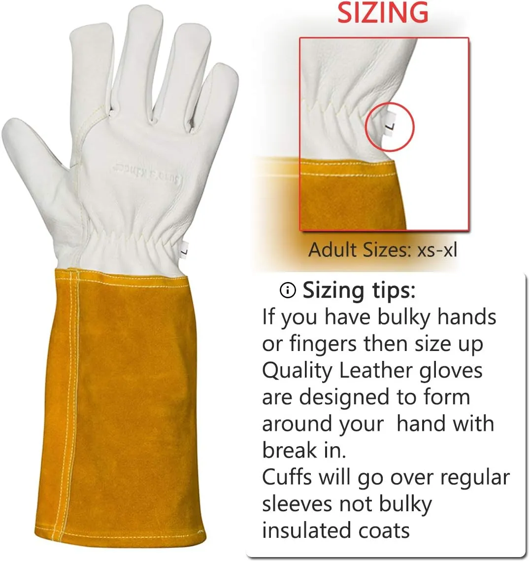 Welding Gloves Mig Tig Available in Sizes: XS, Small, Medium, Large, Xl, XXL, XXXL