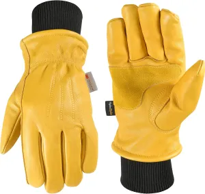 Wells Lamont Men's HydraHyde Leather Winter Work Gloves | Water-Resistant | Insulated | Large (1202L)