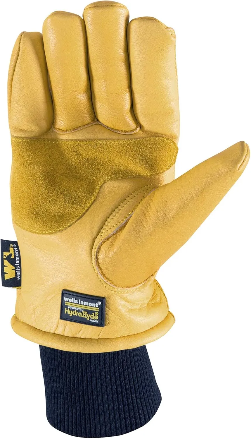 Wells Lamont Men's HydraHyde Leather Winter Work Gloves | Water-Resistant | Insulated | Large (1202L)