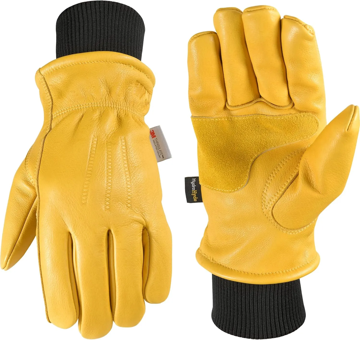 Wells Lamont Men's HydraHyde Leather Winter Work Gloves | Water-Resistant | Insulated | Large (1202L)