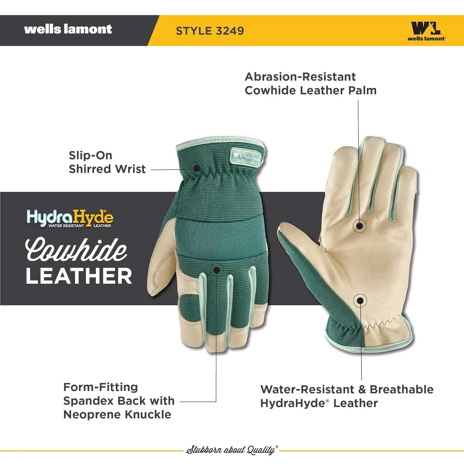 Wells Lamont Women's Work Gloves, Water-Resistant HydraHyde Gardening Gloves, Green, Small (3249S)