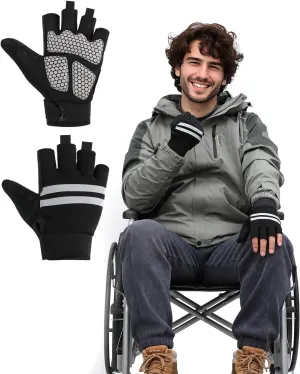 Wheelchair Gloves Half-Finger with Anti-Blister Padding & Shock Absorption for Men Women