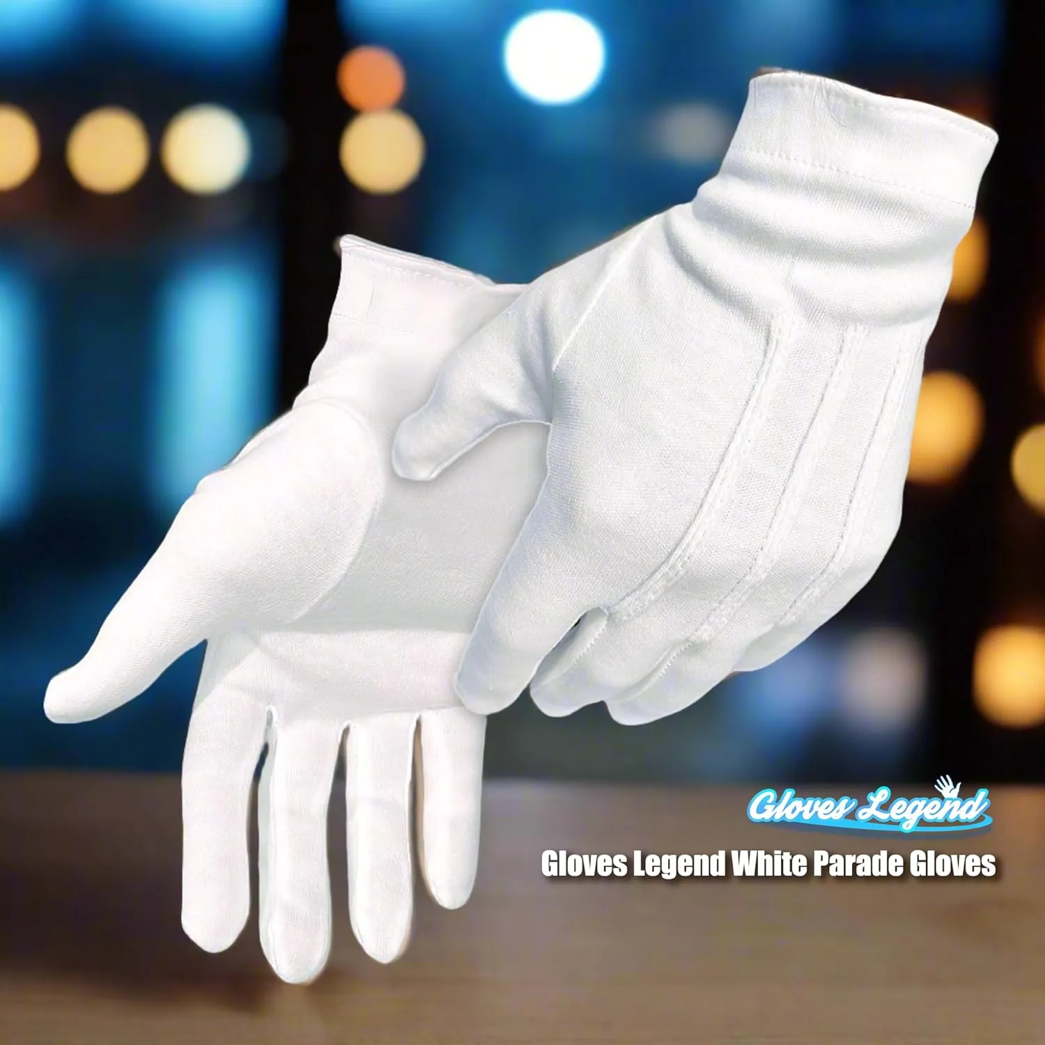 White Cotton Parade Gloves for Marching Band, Parade, Cosplay Costume, and Formal Attire 100% Cotton M, XL