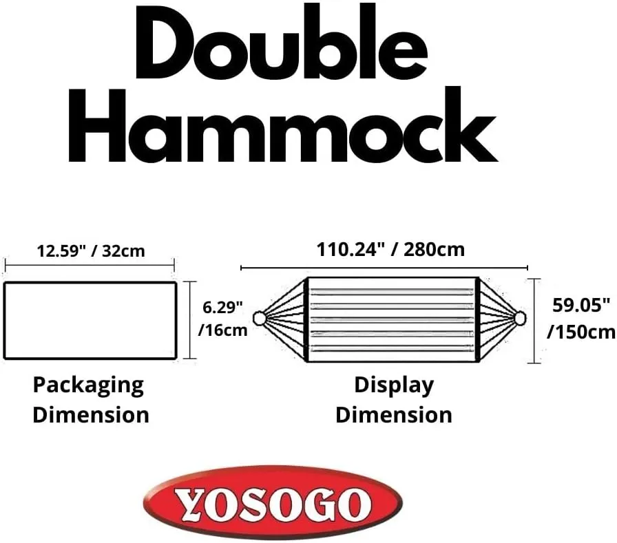 White Hammock Swing Bed with Wooden Bar, Premium Double Thickened Fabric Soft Canvas, Portable Travel Hanging Hammock for Camping and Outdoor (Large, BarWhite)